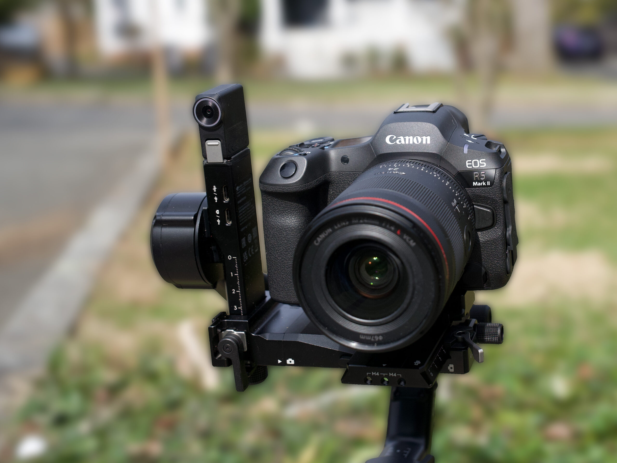 The DJI Ronin set against an outdoor scene. 