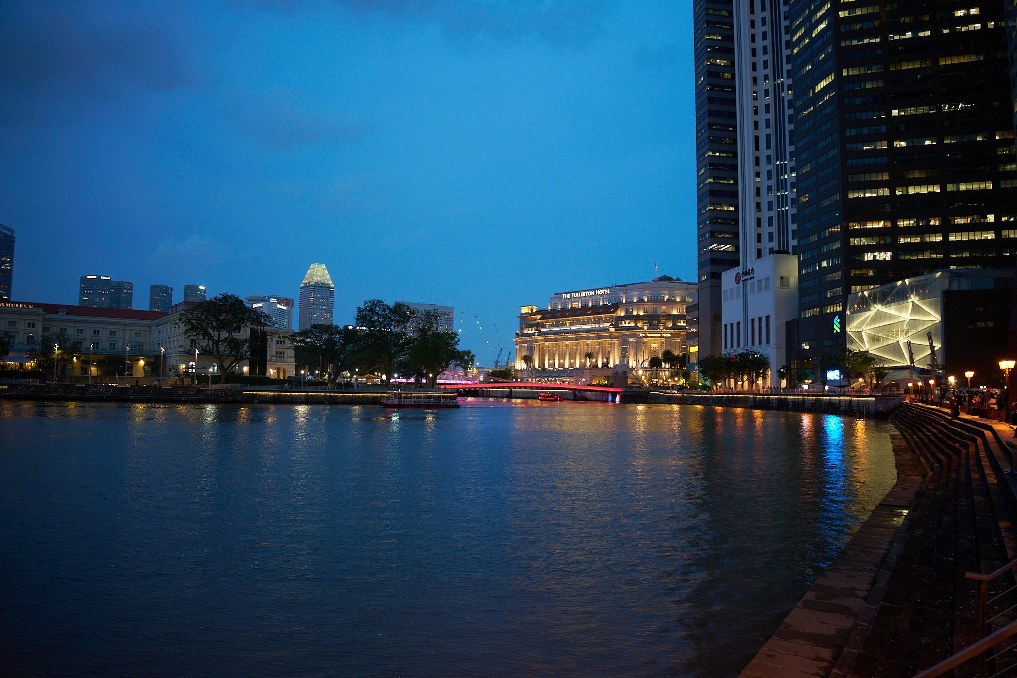 The Singapore skyline at dusk. 