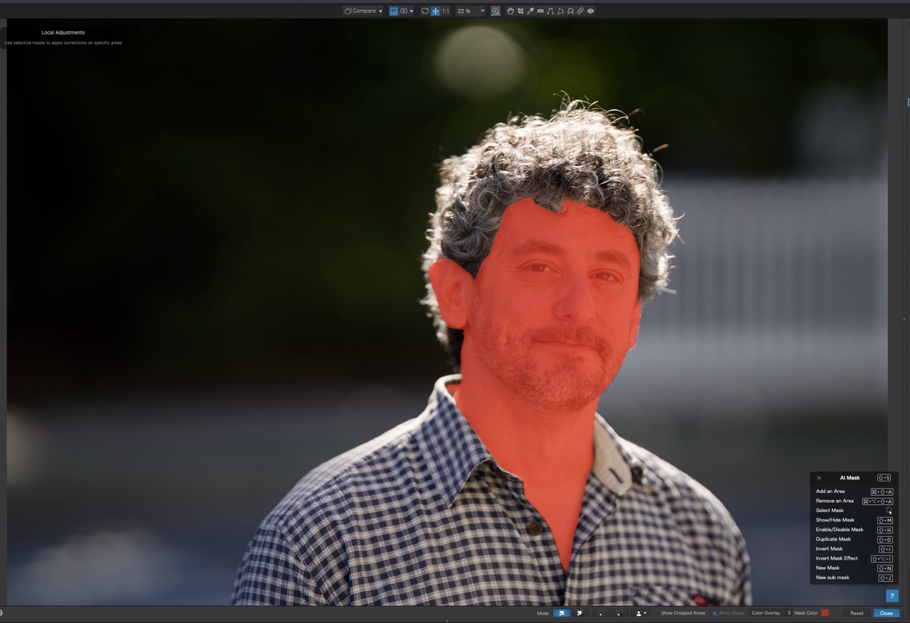 Quickly mask and adjust faces, hair, eyes or other small details with a single click. ©David Schloss
