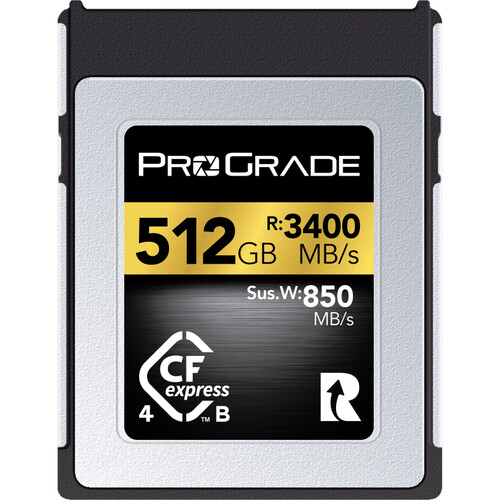 Stock image of the ProGrade Digital 512GB CFexpress 4.0 Type B Gold Memory Card