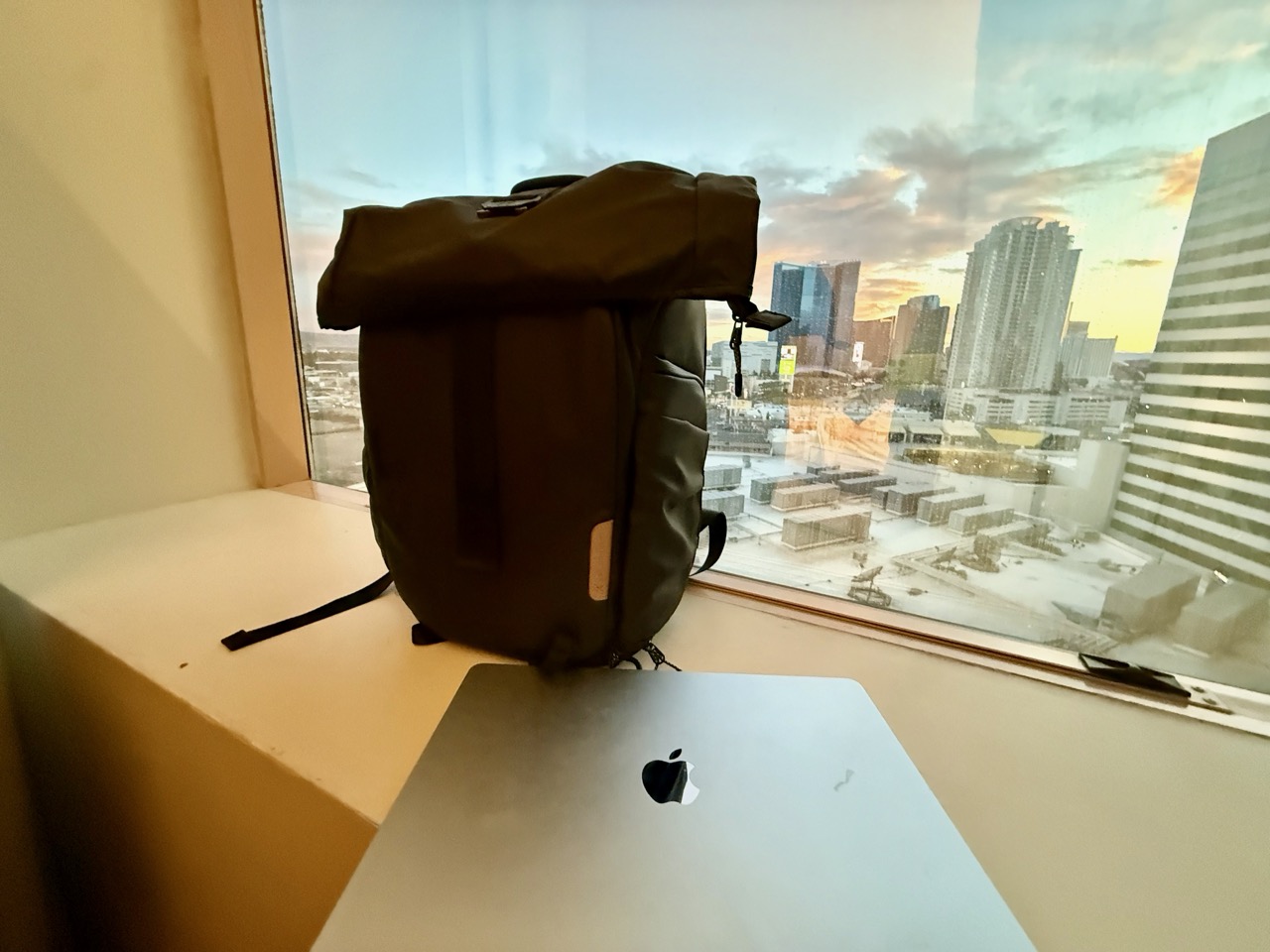 the nature wanderer against a window in Las Vegas